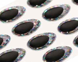 3D Epoxy Teardrop Eyes, Holographic Silver, 15 mm